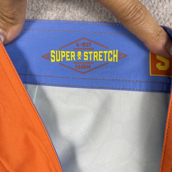 Sullen Art Collective Board Shorts Mens 38 Tattoo Graphic Aqua Orange Swim Surf - Picture 12 of 13